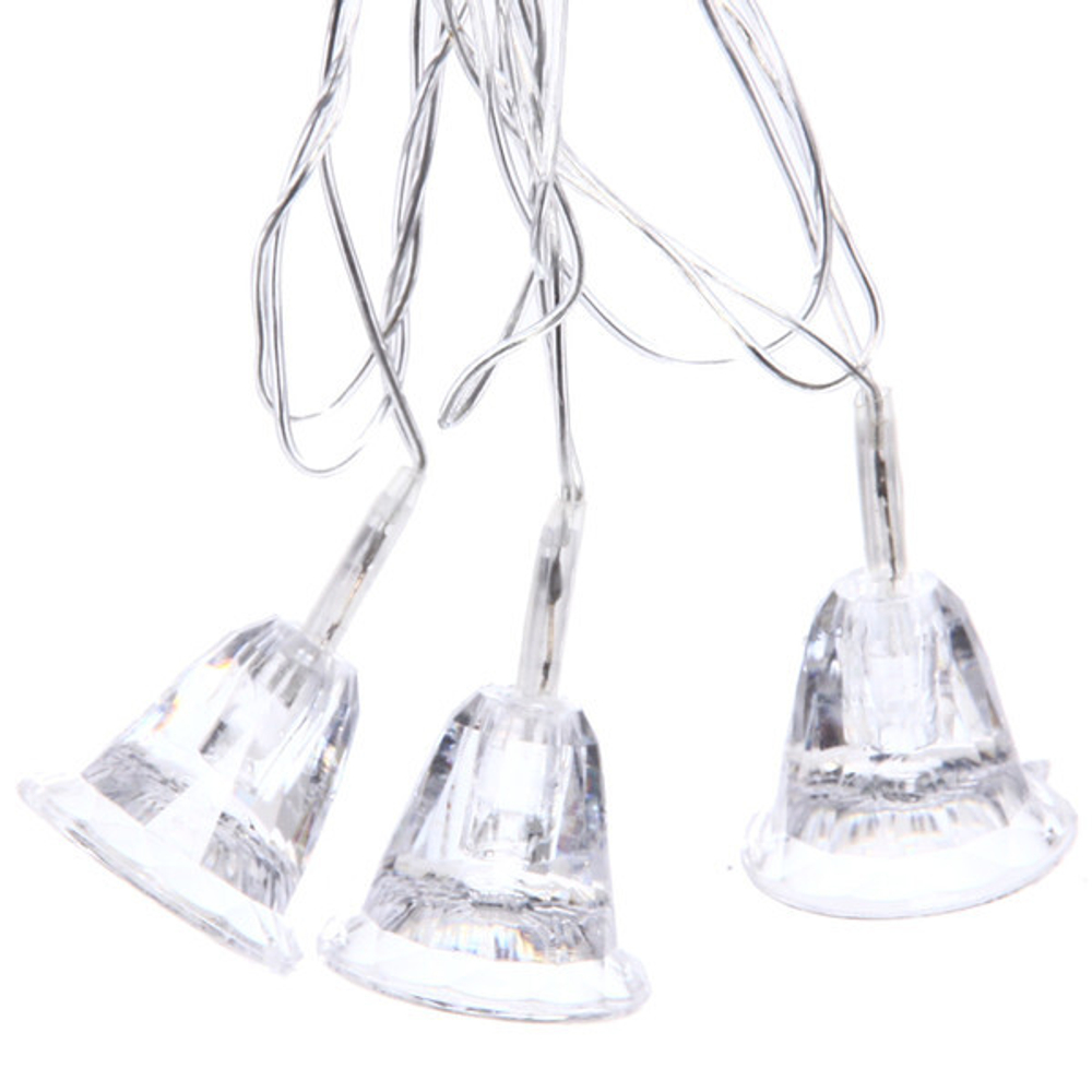 Гирлянда для дома 2,5м 12 ламп LED с насадками КОЛОКОЛЬЧИК, прозрач.пров., авторежим.,IP-20 RG/RB