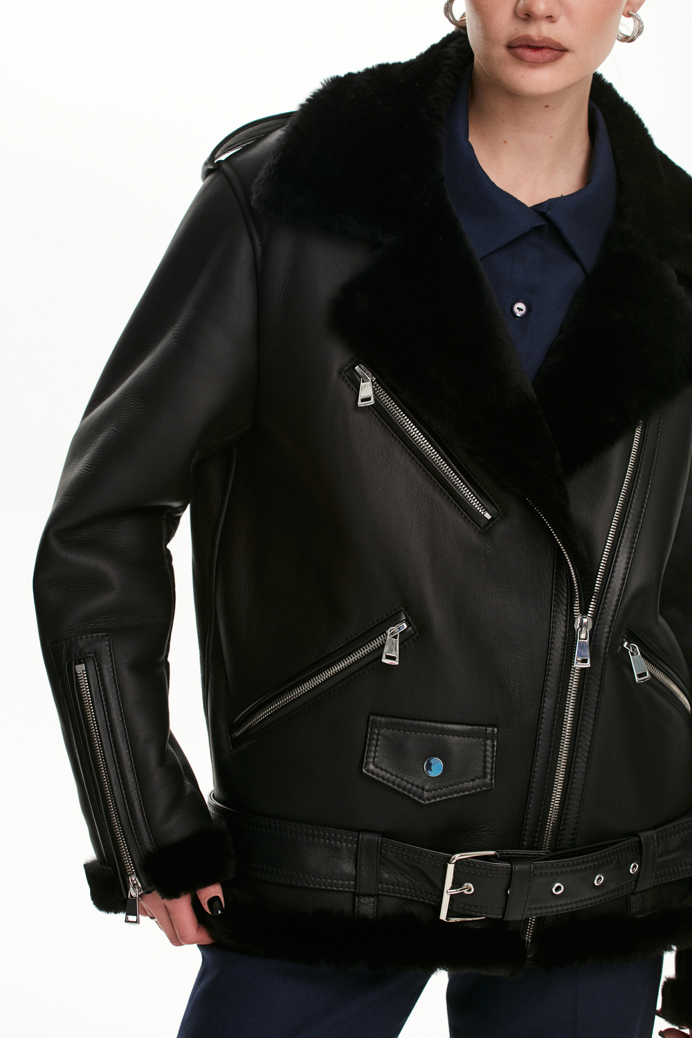 Дубленка черная