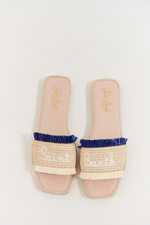 Шлепанцы жен. MC Saint Barth LUZ SQUARE STRAW 6111 соломенный с синим