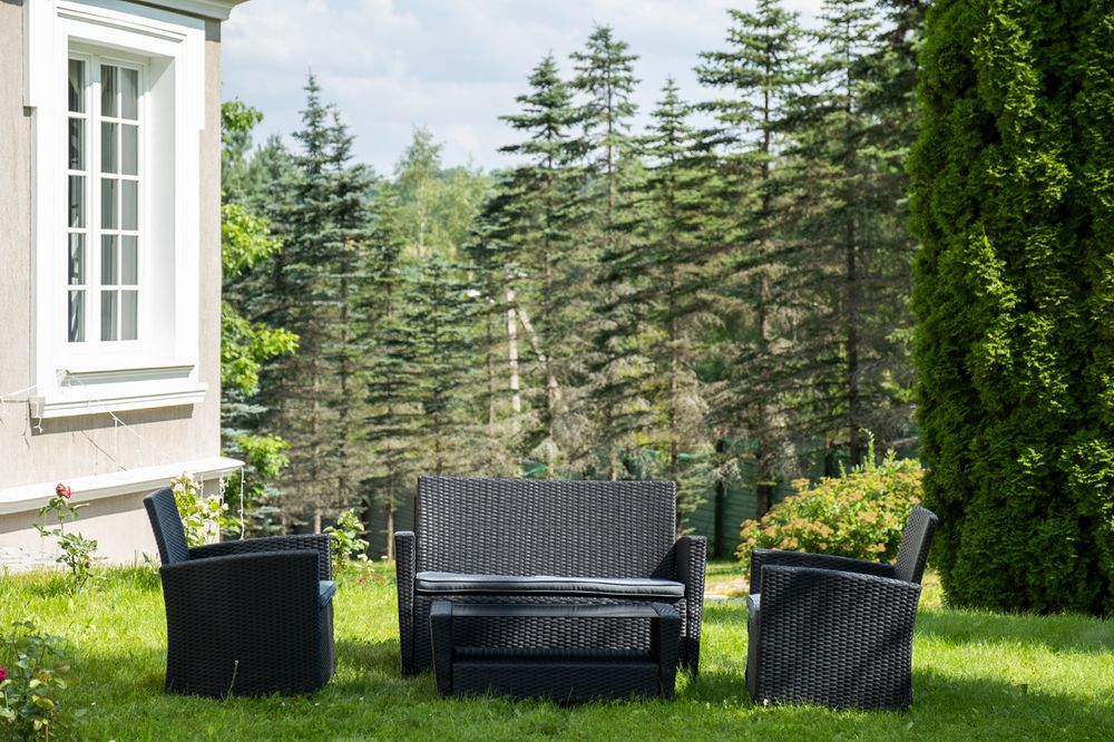 "Вашингтон" лаунж-зона из искусственного ротанга на 4 персоны, цвет черный