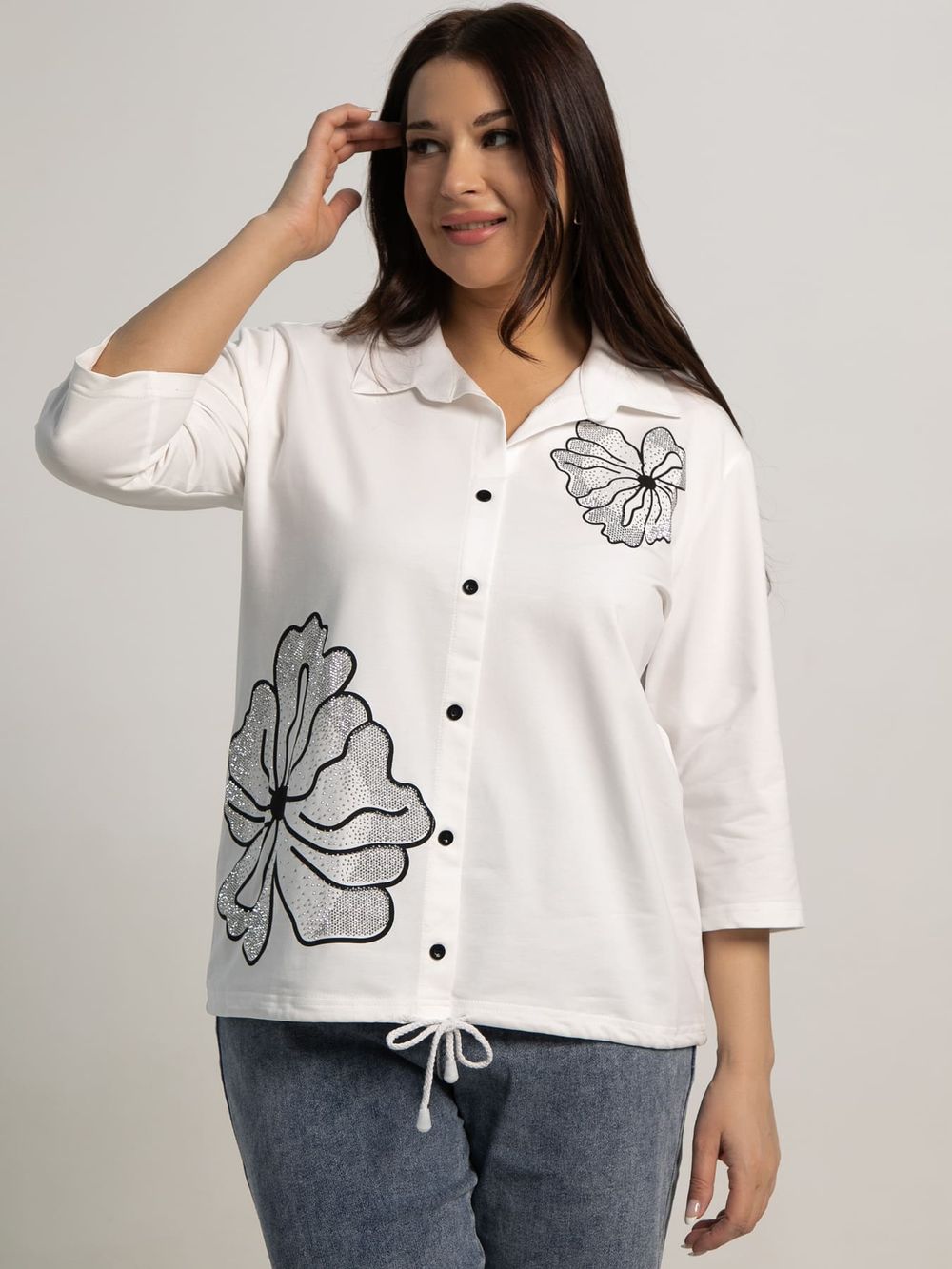 Блуза Оттенки нежности (белая/цветы) Б15712-18М LT Collection