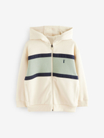 Толстовка с капюшоном на молнии для мальчика Next E43-865, Молочный, Зеленый