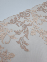 Вышивка на сетке тёмно-бежевый/люрекс К743 левая