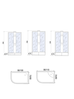 Душевая кабина RIVER NARA Б/К 90/80/24 МТ R Душевая кабина 90x80x206 10000008782 Универсальная Четверть круга