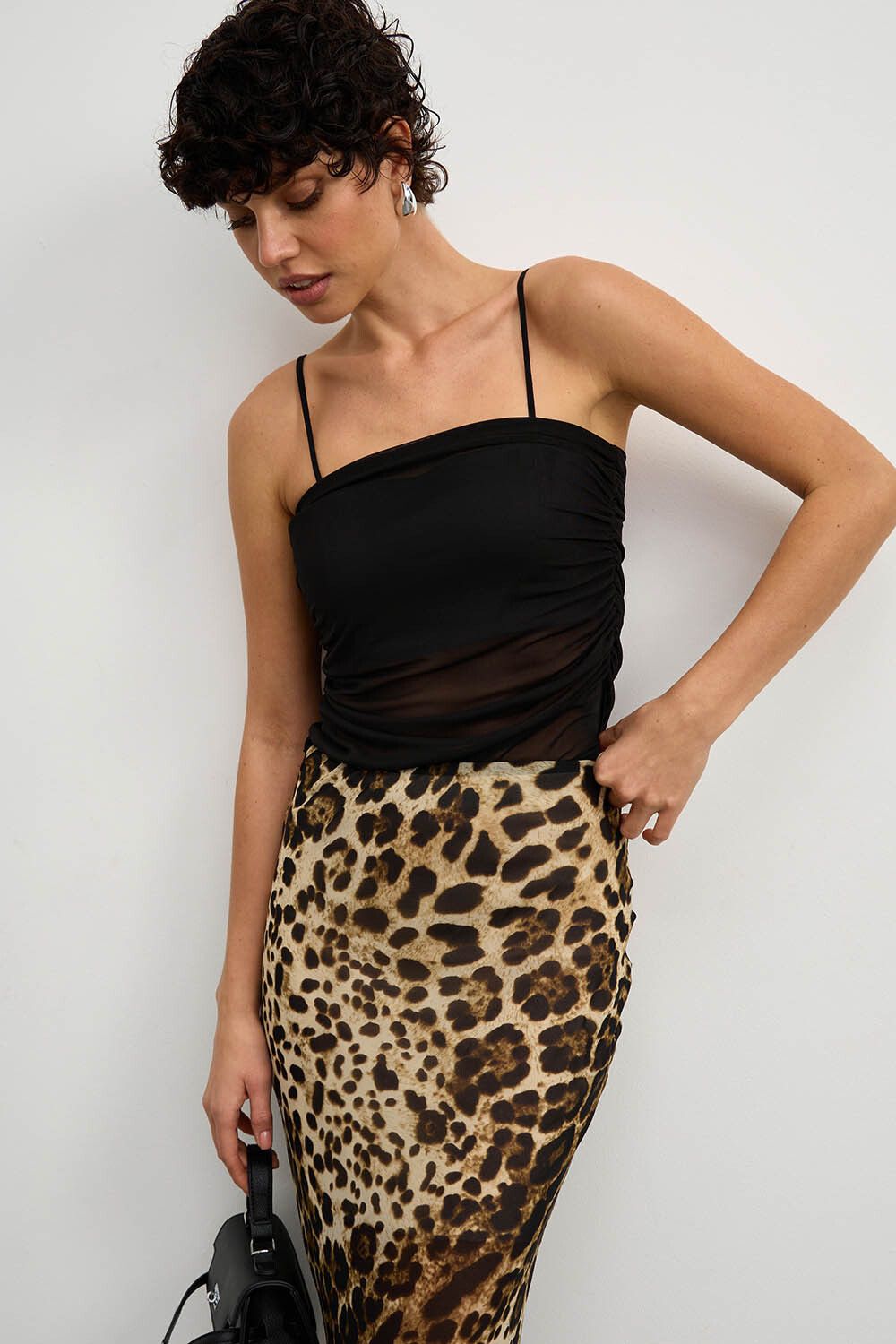 Юбка макси из шифона с леопардовым принтом