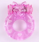 Розовое виброкольцо Задорный кролик (Цвет: розовый)