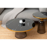 Столик кофейный odd, D50 см, мрамор/черный