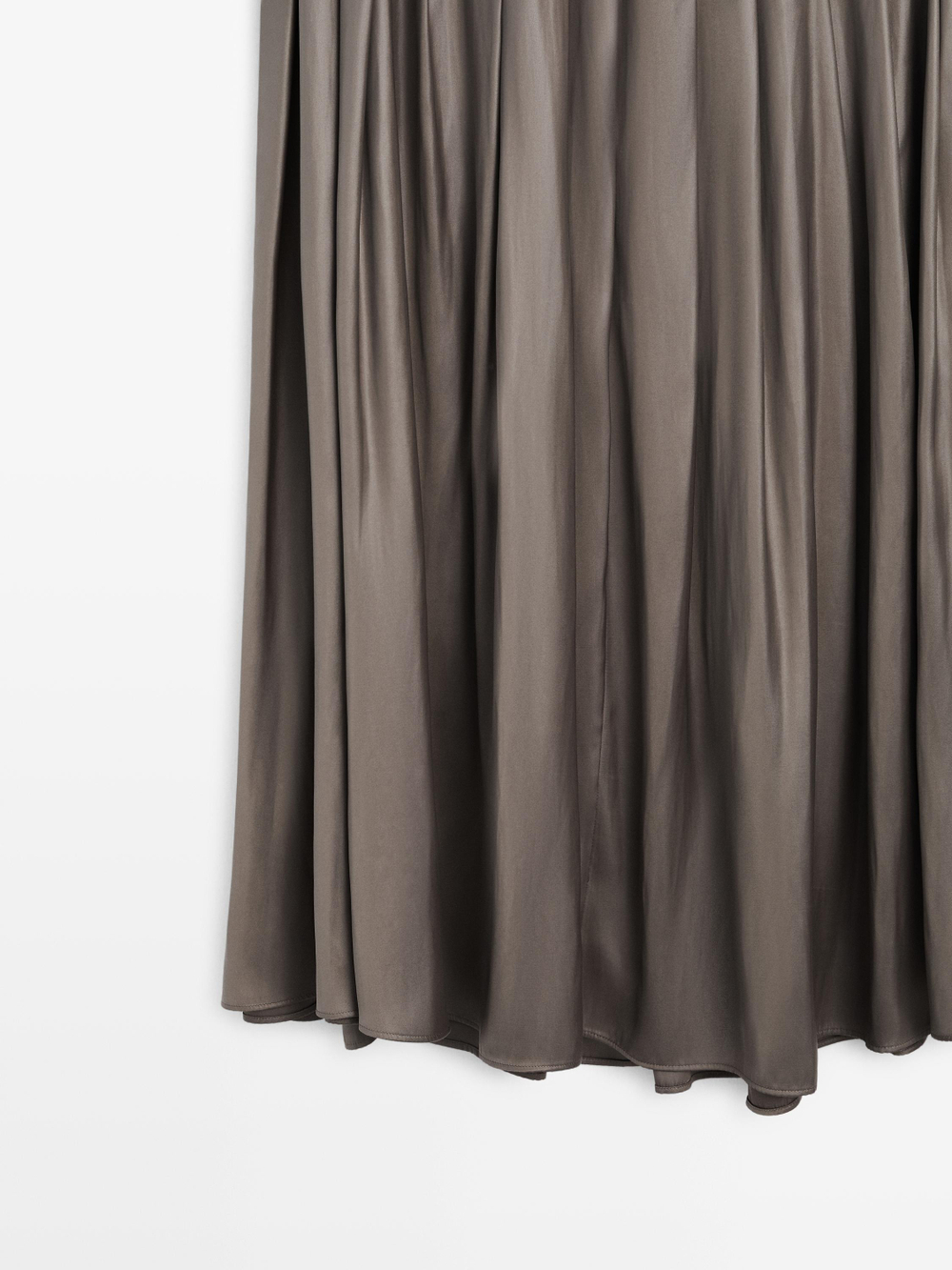 Massimo Dutti Юбка миди с декоративными складками и вощеной отделкой, серый