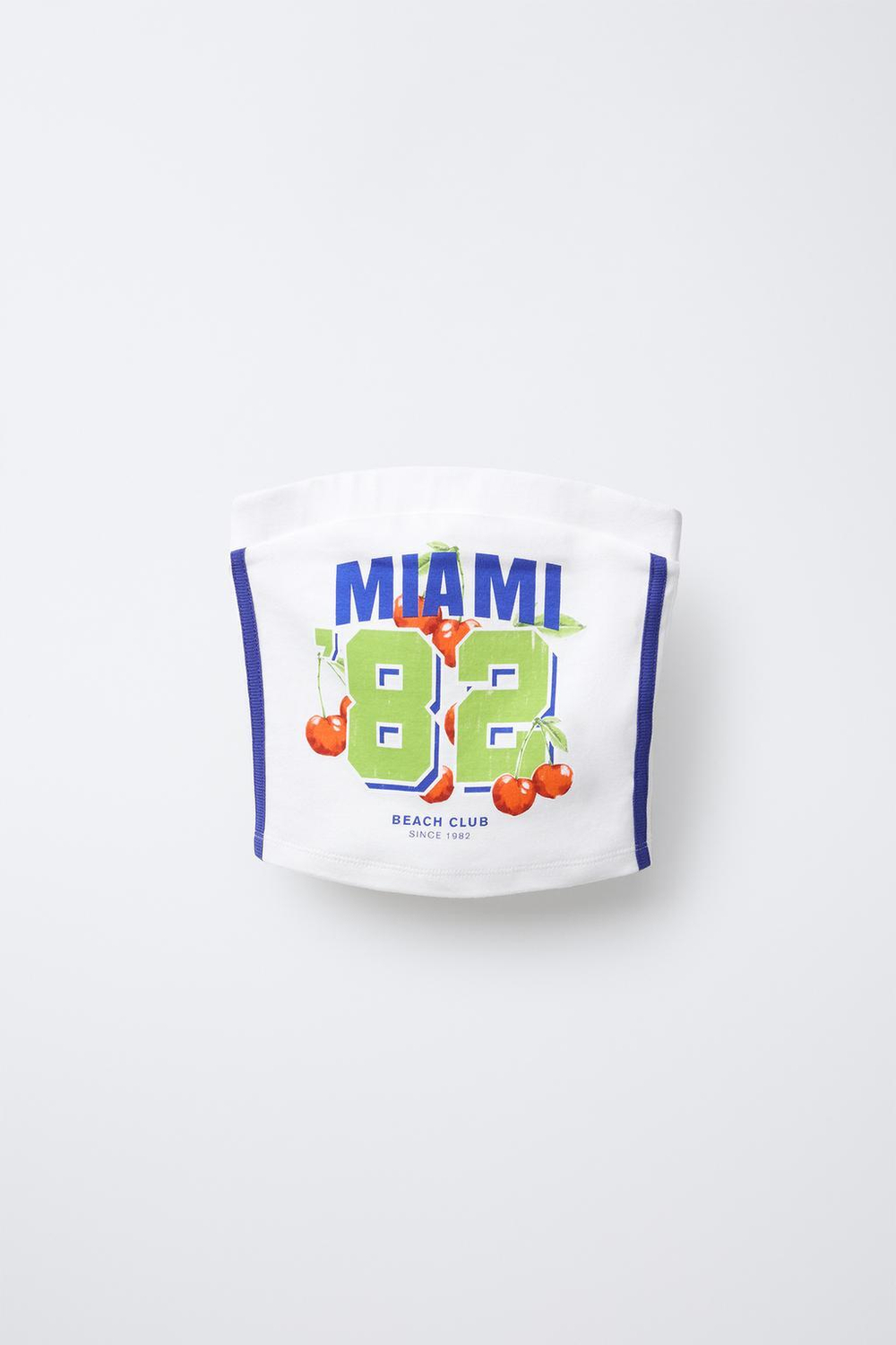 ZARA ТОП-БАНДО С ФРУКТОВЫМ ПРИНТОМ, БЕЛЫЙ