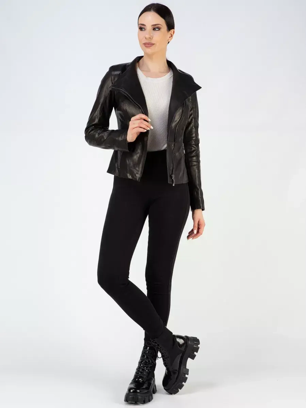 Кожаная куртка осень натуральная косуха