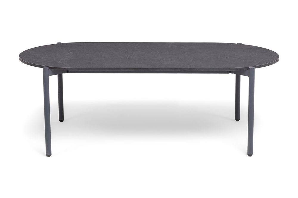 "Канны" лаунж-зона 4-местная (разборная) из роупа со столиком "Диего" цвета "серый гранит", роуп темно-серый круглый, ткань темно-серая