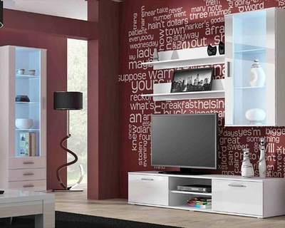 Гостиная Сохо 11 МДФ Белый DM635-6 / Белый Фасадный 0101 240*41*192 см, Белый, Белый Фасадный   Фиеста