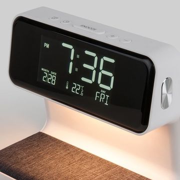 Светодиодная настольная лампа с беспроводной зарядкой и будильником 80506/1 белый Elektrostandard