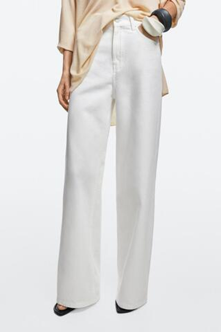 Massimo Dutti Джинсы с высокой талией и широкими штанинами, экрю