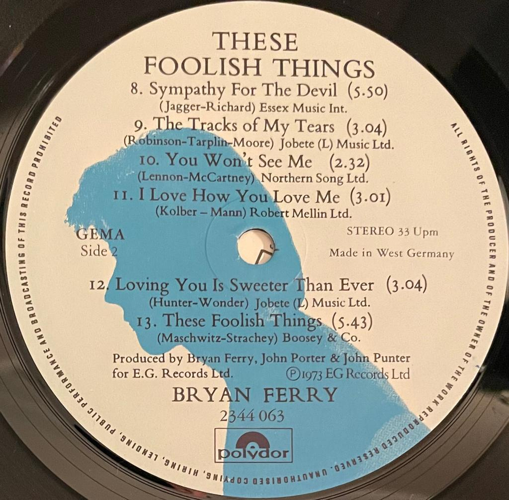 Bryan Ferry- These Foolish Things (Германия 1977г.)