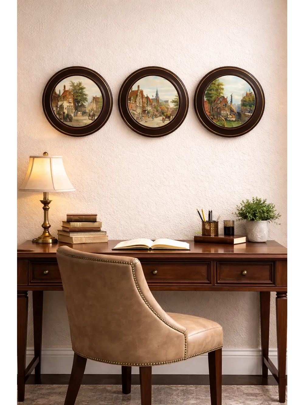 Картина на стену в круглой раме на холсте 27 см