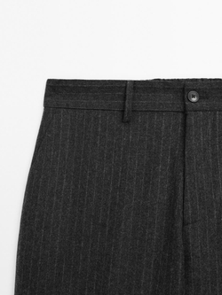 Massimo Dutti Брюки классического кроя из фланели в полоску, серый