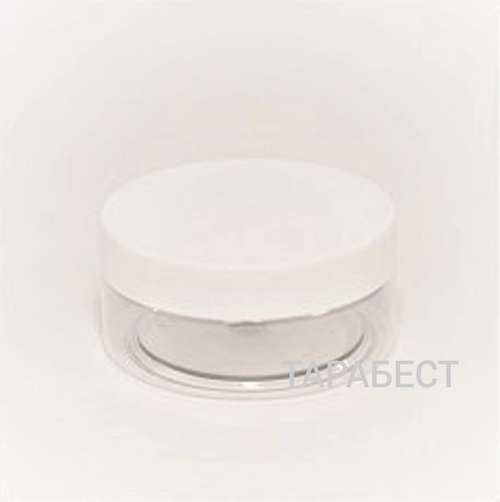 Банка 150 мл пластик прозрачная с белой крышкой