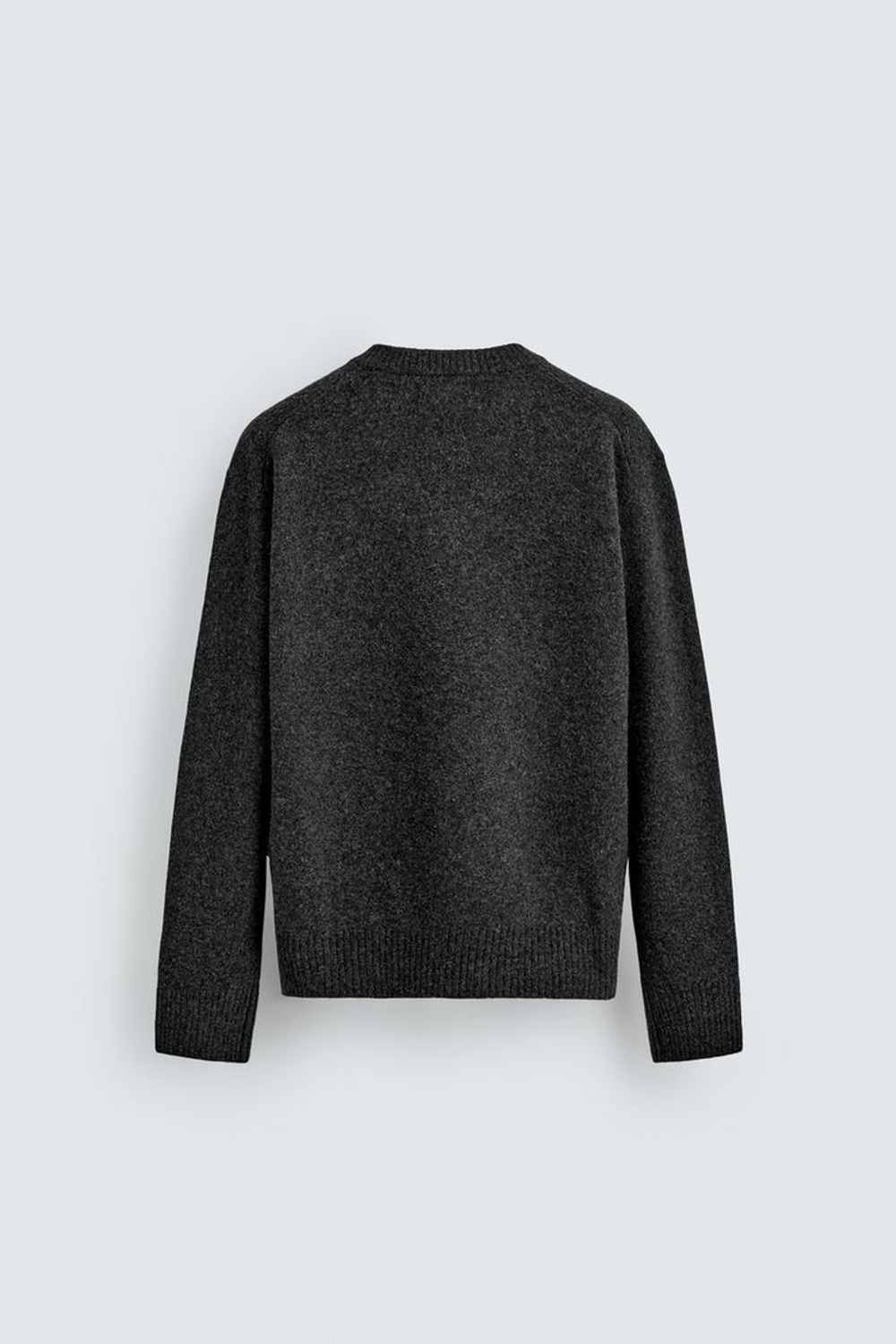 ZARA Х AARON LEVINE ШЕРСТЯНОЙ СВИТЕР С V-ОБРАЗНЫМ ВЫРЕЗОМ, АНТРАЦИТОВО-СЕРЫЙ