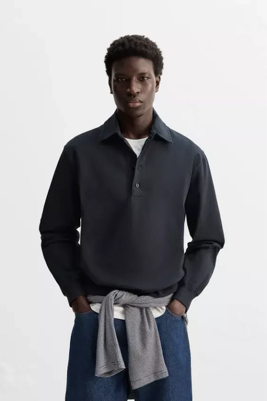 ZARA ТОЛСТОВКА ПОЛО, МОРСКОЙ СИНИЙ