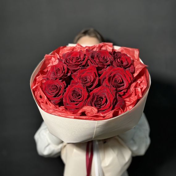 Монобукет из 9 роз Эквадор 60 см