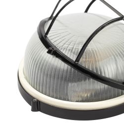 Светильник ЭРА НБП 03-100-002 Акватермо алюминий/стекло решетка IP54 E27 max 100Вт D240 круглый черный