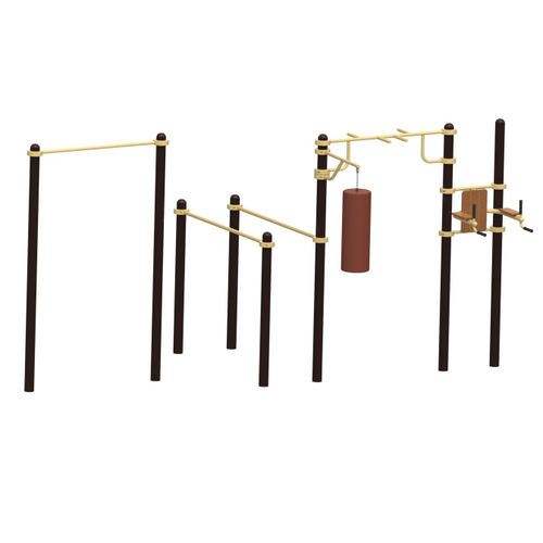 Спортивный комплекс №77, турник, брусья, держатель груши, пресс-брусья, 4300*2500*2700 мм., D=89 мм.