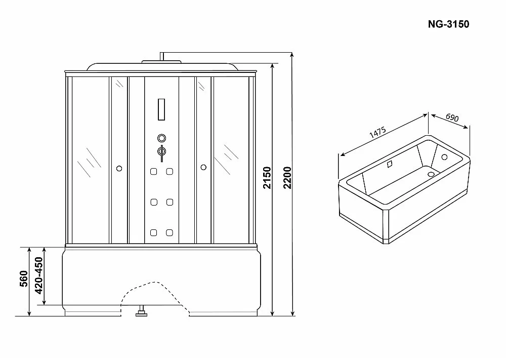 Душевая кабина Niagara Ultra NG-3150-01 150x70