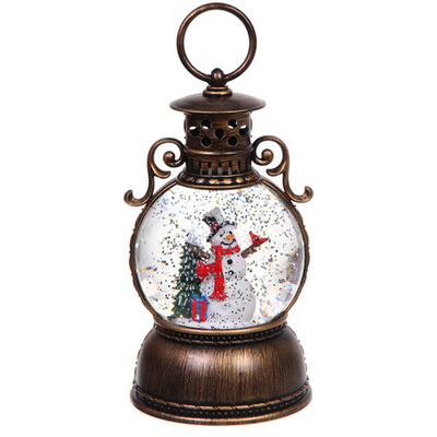 Сувенир с подсветкой «Веселый снеговик» 10,5*10,5*20 см (работает от 3*АА и USB+музыка, подсветка)