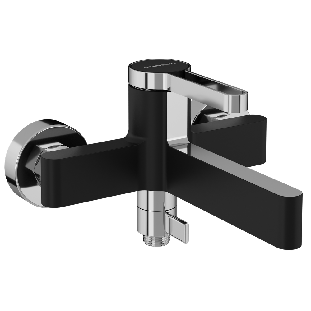 Смеситель для ванны с душем STWORKI Лександ S09100BC матовый черный, хром