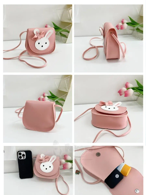 Сумочка для девочки на плечо кросс боди зайка черная