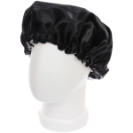 Шапочка атласная косметическая для сна и укладки волос «KLEVER», двухсторонняя, цвет черный янтарь, 58р