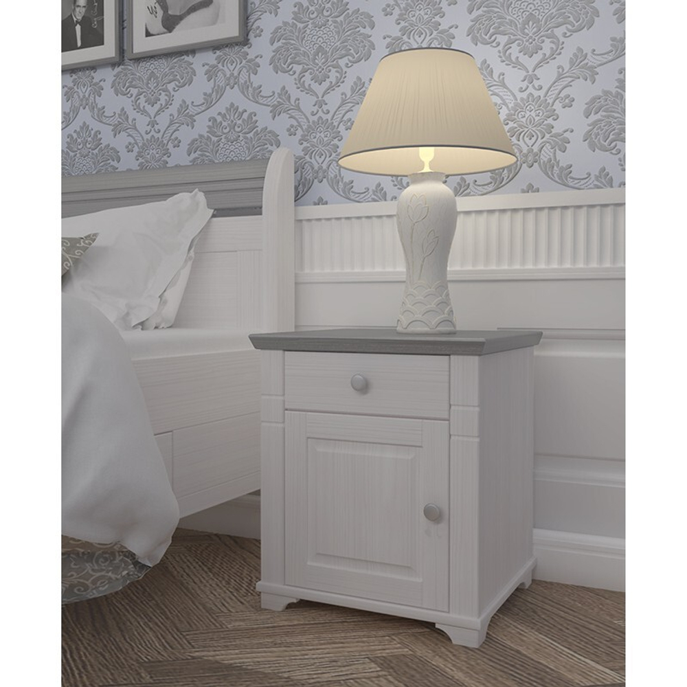 Тумба прикроватная «Бейли» белый воск/антрацит