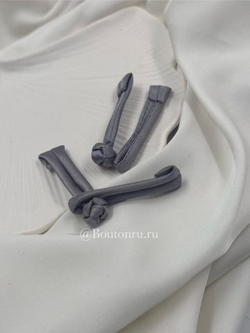 Застежка клевант узел серая (китайская пуговица)