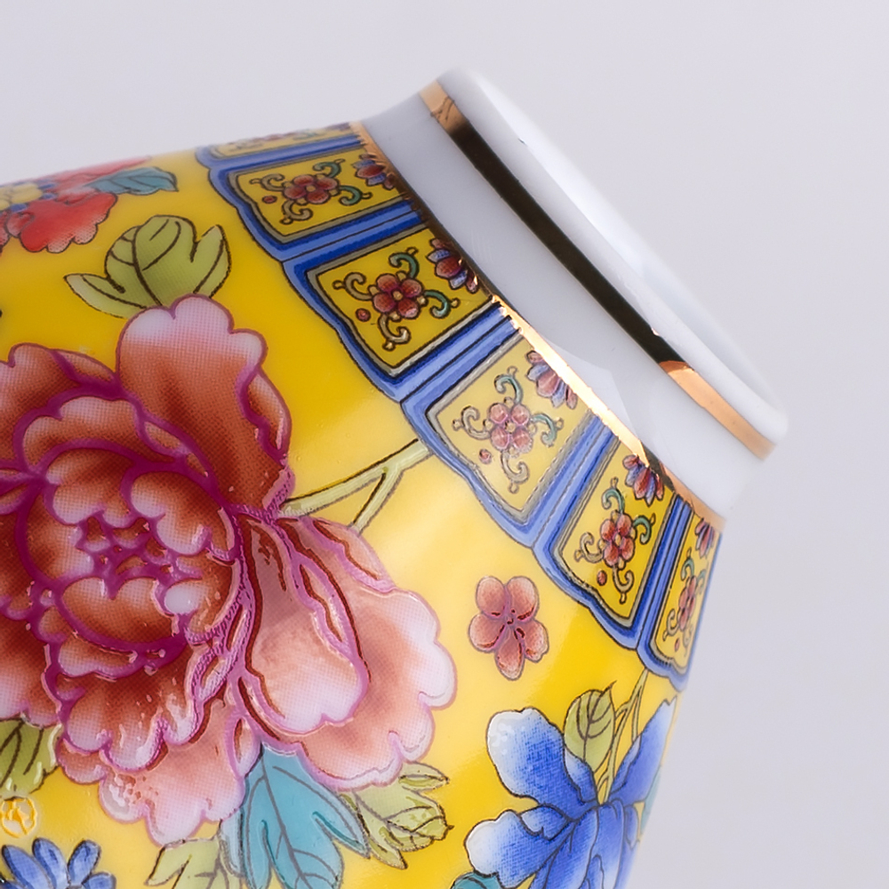 278074.2 Пиала РЕЛЬЕФ БА ХУА "Конус Цветок" h=4,5см, d=7,5см, 65 мл, фарфор желтый