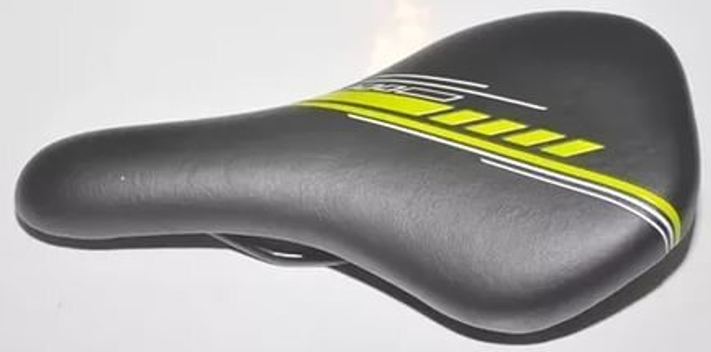 Седло Velo VL-5104 для детей, подростков, мягкое,  черное, с зеленой графикой.