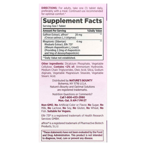 Nature's Bounty, Optimal Solutions®, улучшенное средство для облегчения симптомов менопаузы, 30 таблеток