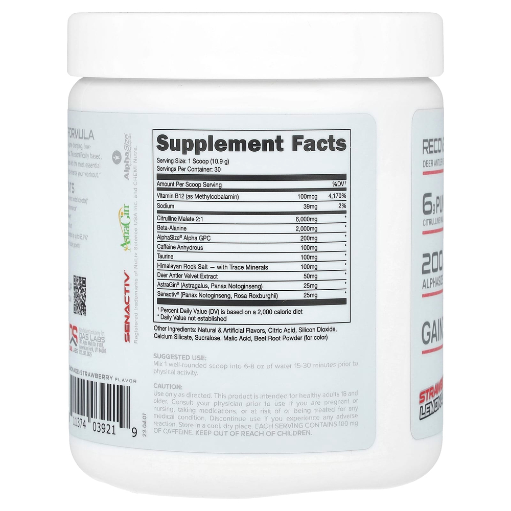 Bucked Up, 100, предтренировочный комплекс, со вкусом клубничного лимонада, 327 г (11,5 унции)