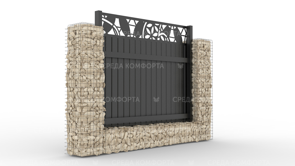 Забор из профлиста 2500х2000 мм ZBR0031 (ворота)