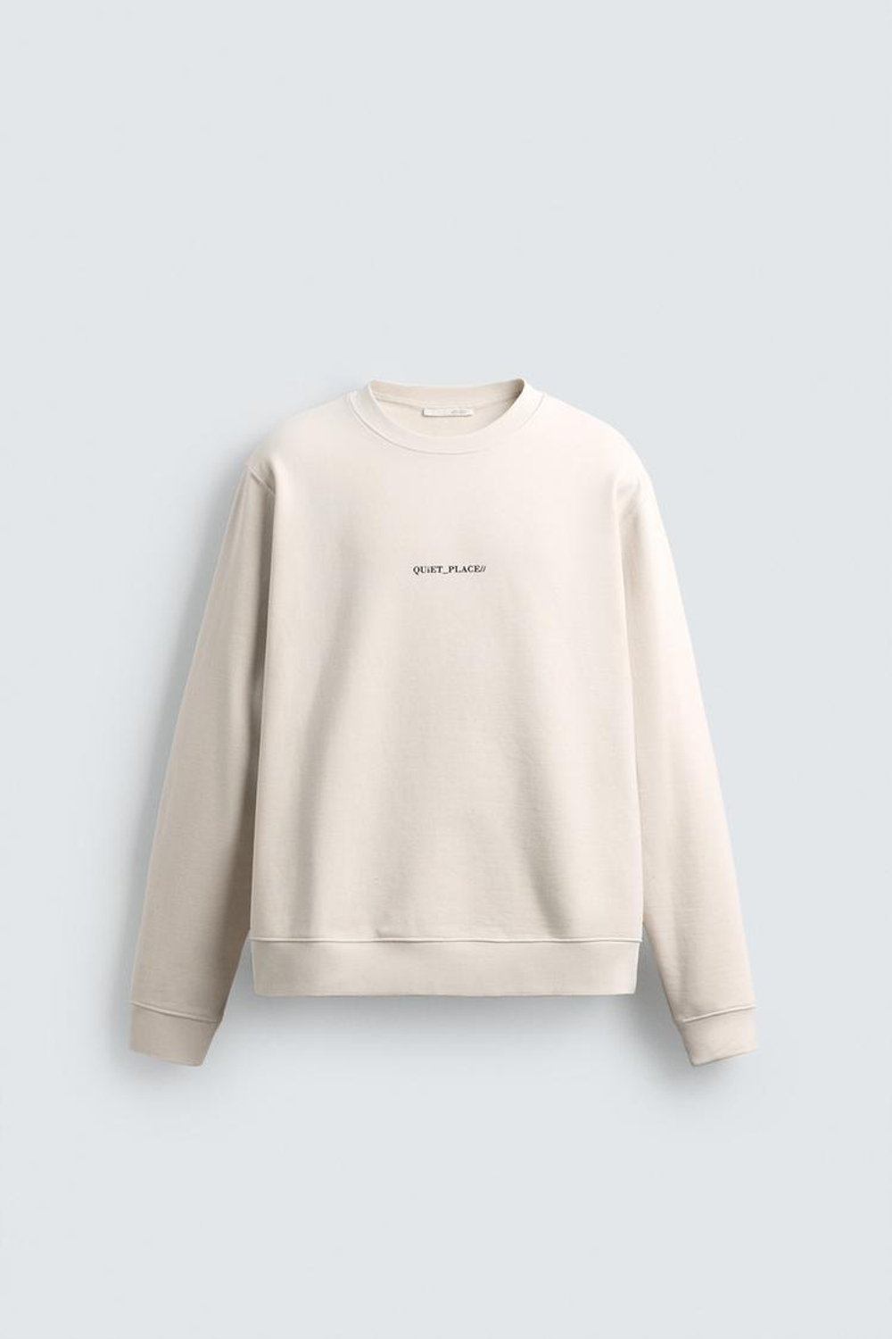 ZARA ТОЛСТОВКА КЛАССИЧЕСКОГО КРОЯ С ПРИНТОМ, ЖЕЛТОВАТО-БЕЛЫЙ