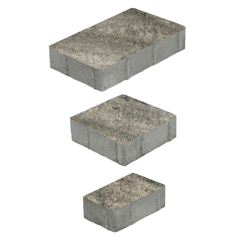 Тротуарная плитка СТАРЫЙ ГОРОД - Листопад гладкий Антрацит, комплект из 3 видов плит