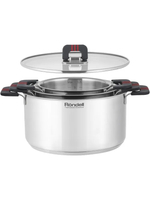 Кастрюля RONDELL RDS-1638 Stripes с крышкой 24 см, 5,2 л стальной