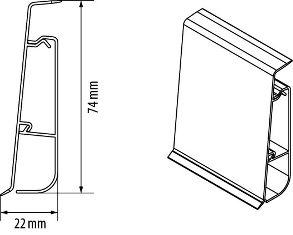 Плинтус Cezar Hi-Line 330, 2500x75x22 мм