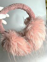 Меховые  наушники "Мех-страус". Тенденция 2025. Теплые уютные  Цвет розовый