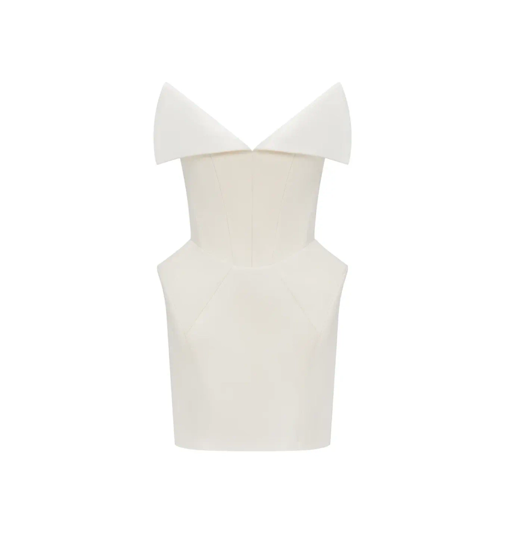 Платье с лацканами, Белое