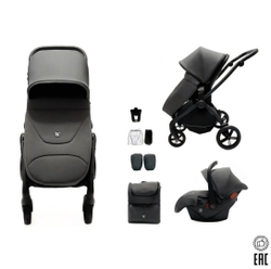 модульная коляска Luxmom 92 (реверсивный блок), автолюлька /темно-серый цвет
