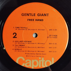 Винтажная виниловая пластинка LP Gentle Giant Free Hand (USA 1975)