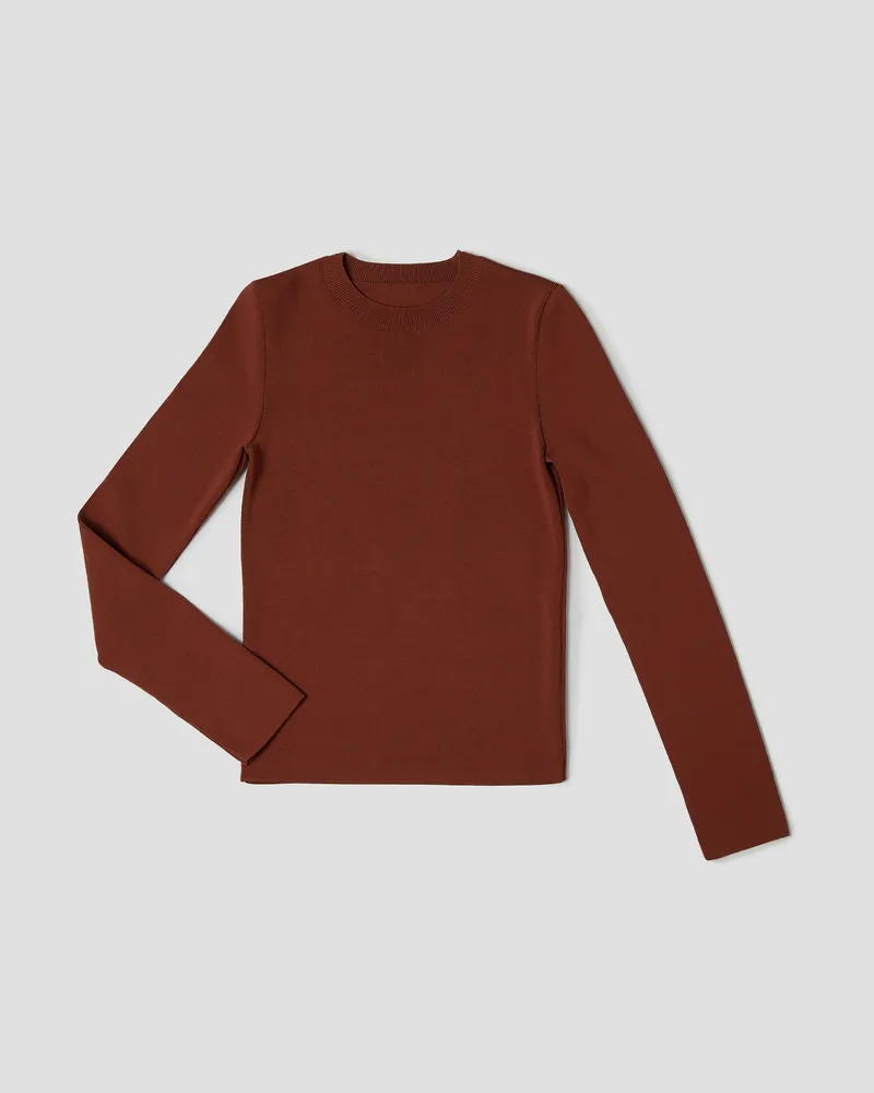 Терракотовый лонгслив из вискозы укороченный
