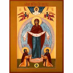 Покров. Икона на дереве с мощевиком. ОПИСАНИЕ ТОВАРА Редактировать