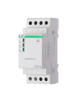 Реле контроля фаз CZF-B (3х400/230+N 8А 1перекл. IP20 монтаж на DIN-рейке) F&F EA04.001.002